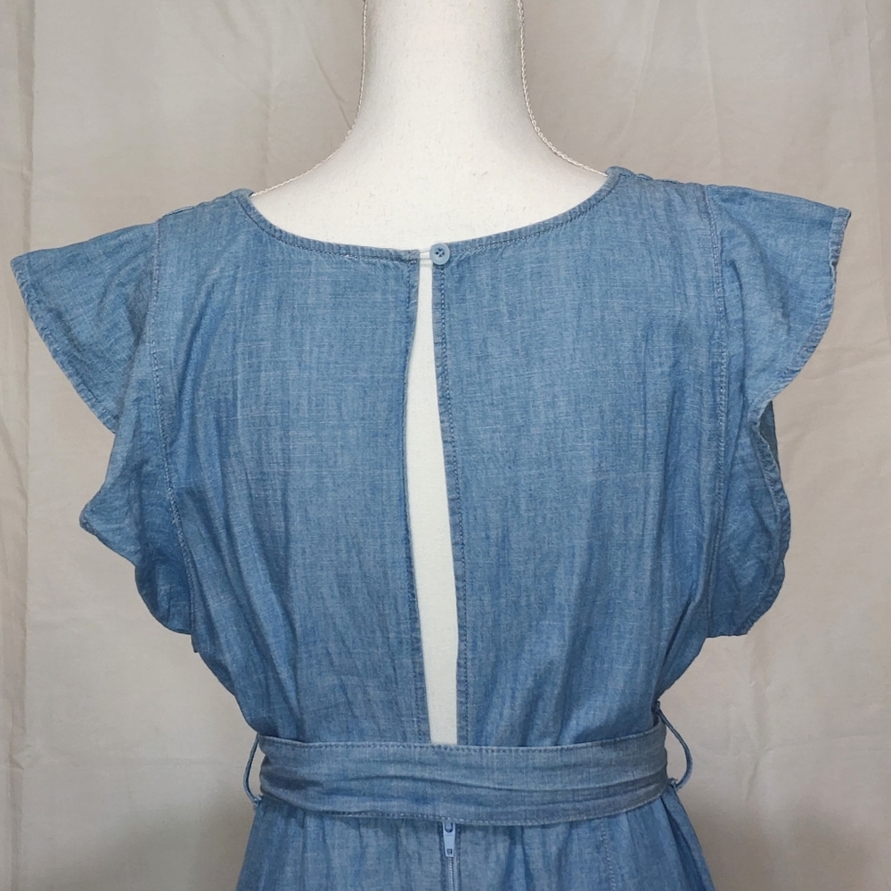 TOP SHOP Women's Demin Ruffle Mini Dress - Picture 10 of 13